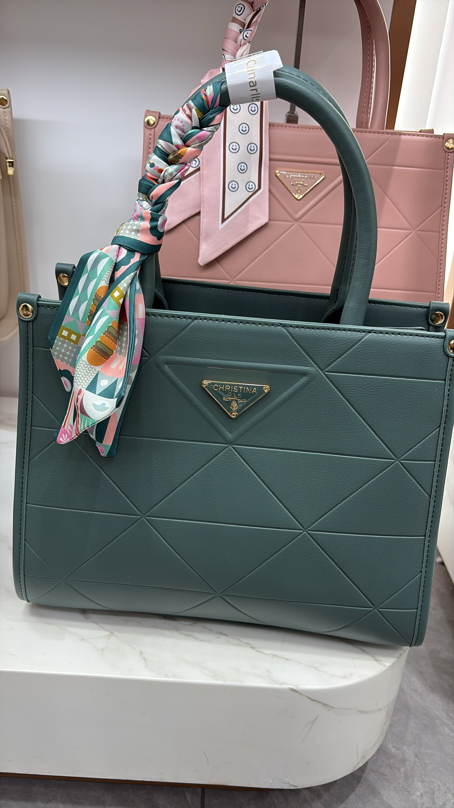 Christina OLK W7651 Luxury Bag (Pink, Beige, Green, Black, khaki and Brown colors) 8595 + Shams Musk for free (Ibrahim Al Qurashi)