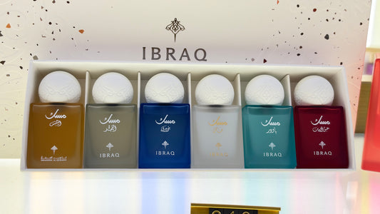 Ibrahim Al-Qurashi (Ibraq) - 6 perfumes (10ml each) :Special Musk  Musk Powder  Musk Pomegranate  Musk Blueberry  Musk Sun  Musk Dawn