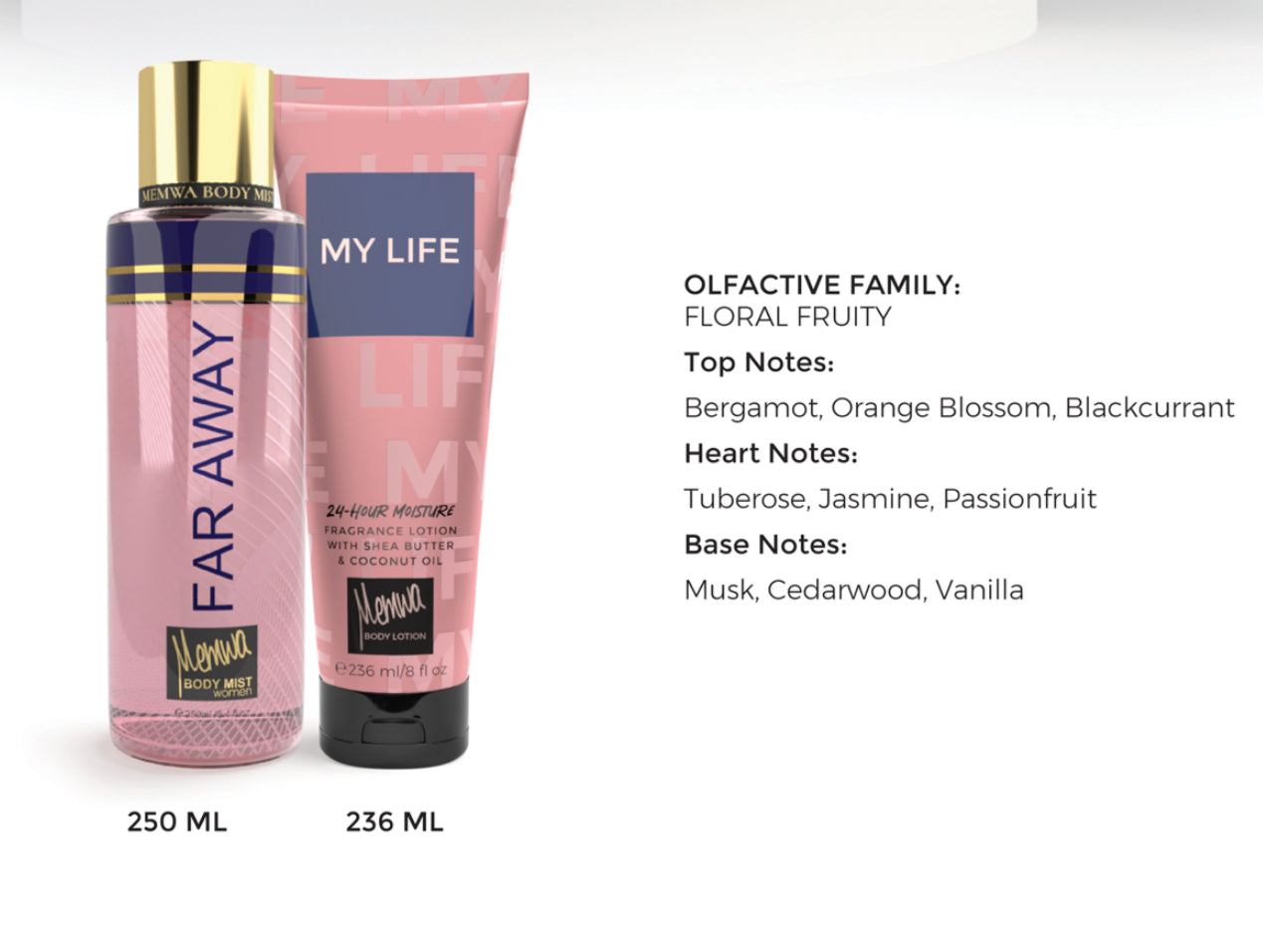 Gulf Orchid - Gift Set - Memwa Far Away (236 ML body lotion & 250 ML Body Mist) Bergamot, Orange Blossom, Blackcurrant