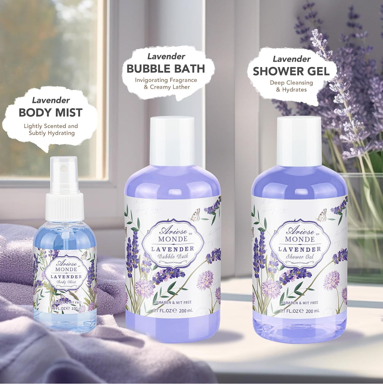 ArioseMonde (Lavender Spa Gift Set) 8pcs Set Body Lotion, Body Mist and others