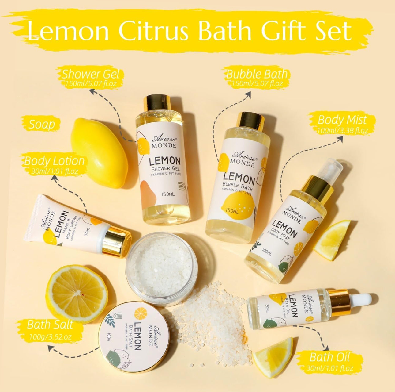 ARIOSE MONDE (LEMON BATH GIFT SET)  6pcs Set