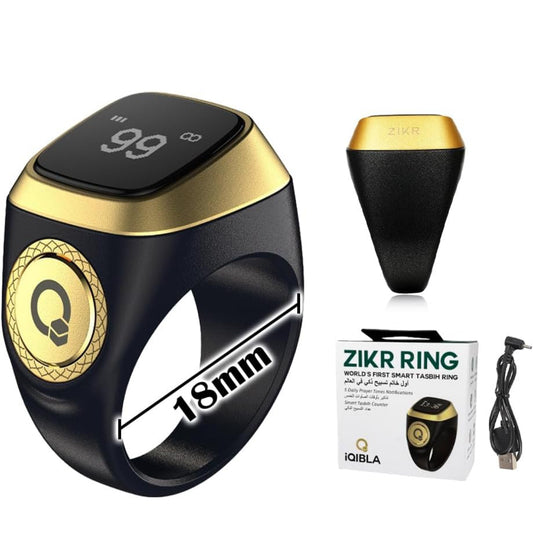 iQIBLA - Smart Tasbih Zikr1 Lite Ring - Black - 22mm