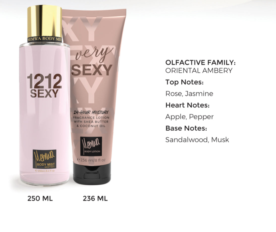 Gulf Orchid - Gift Set - Memwa Very Sexy (236 ML body lotion & 250 ML Body Mist) Rose, Jasmine