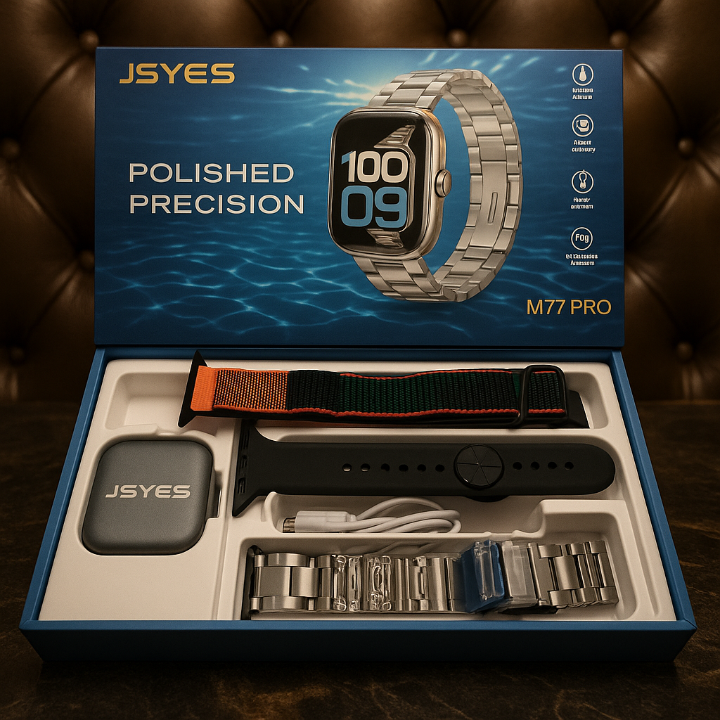 Smart Watches M77 Pro Polished with 4 watch Bands