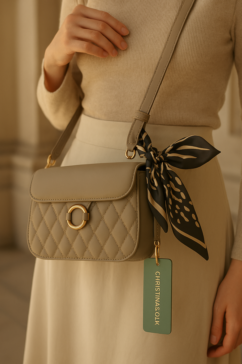 Christina & OLK Luxury Women Bags (Beige, Black, Pink, Brown and Khaki Colors) 8514 + Shams Musk for free (Ibrahim Al Qurashi)